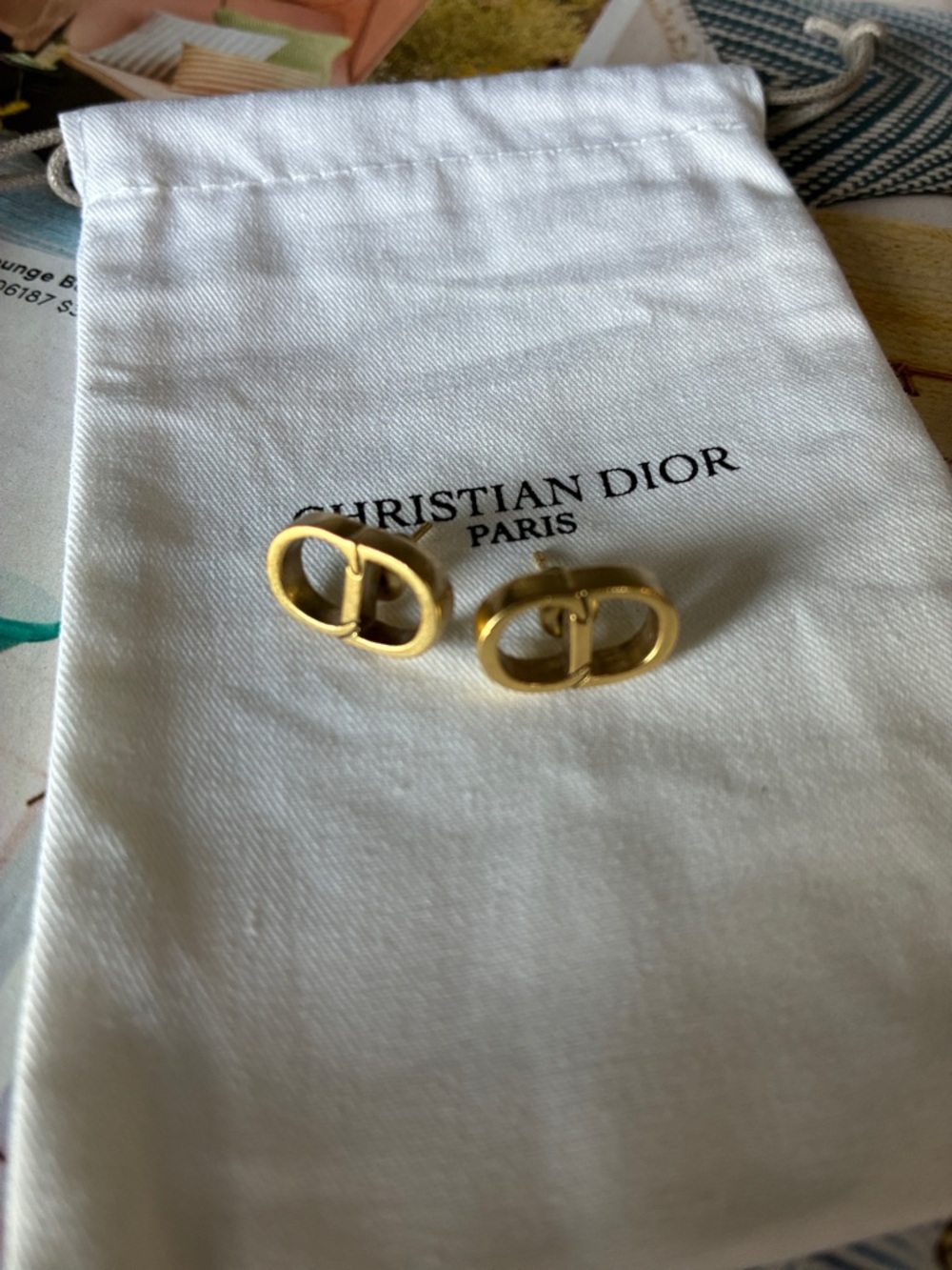 Dior Gold CD Logo Earrings